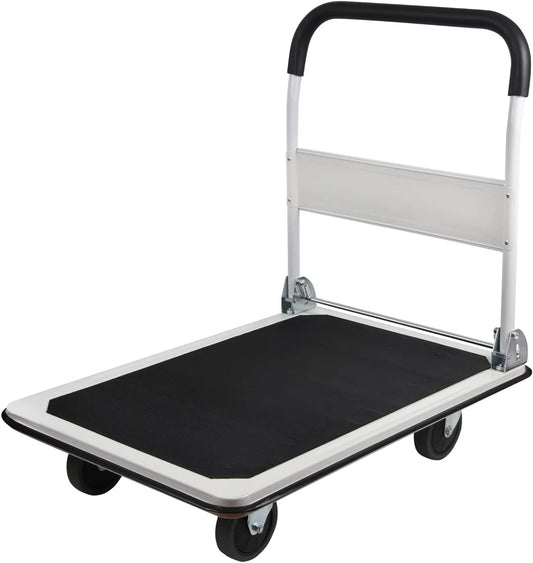 LEADALLWAY Platform Truck Large Size 880lbs Foldable Push Cart 35.8x24x34.3inches White