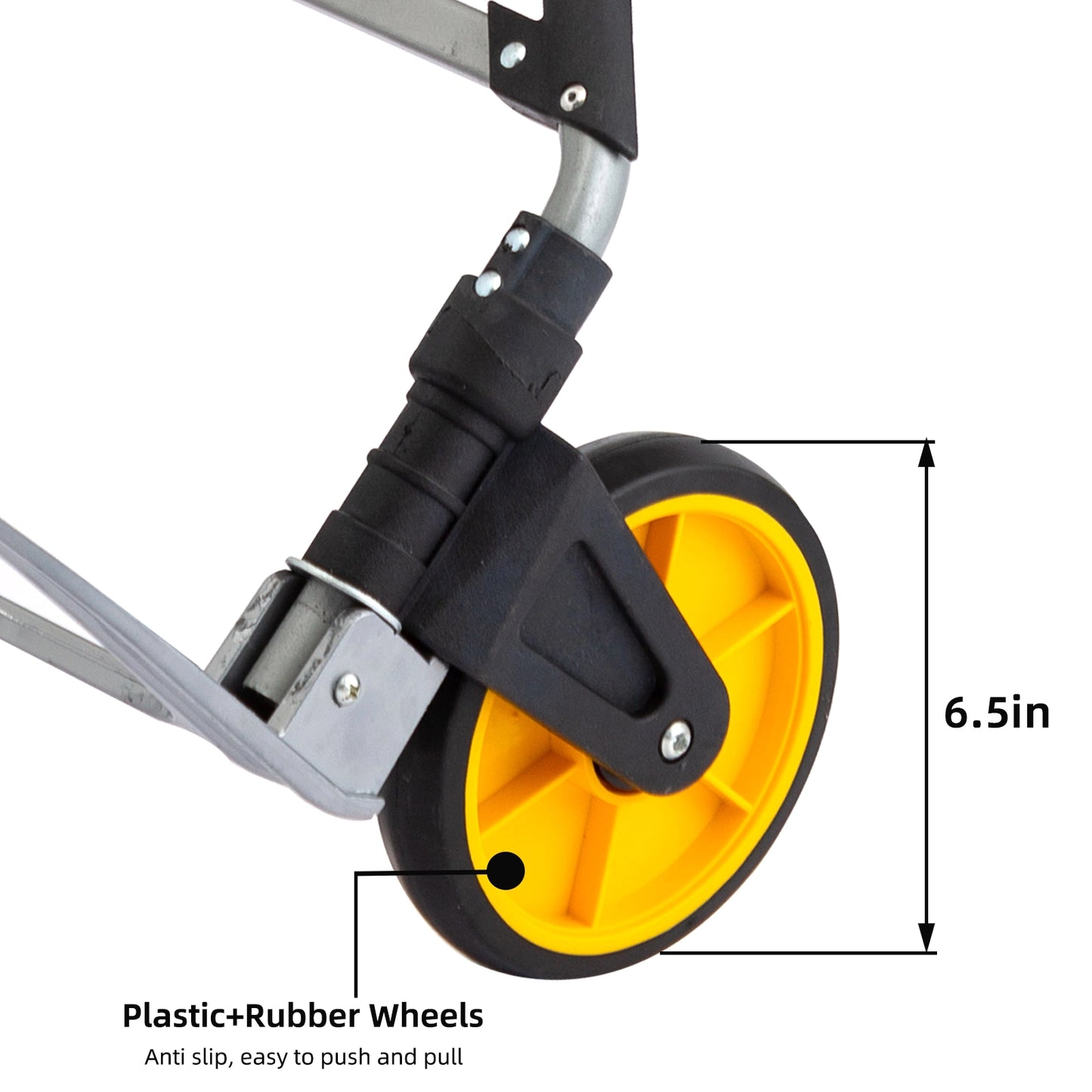 LEADALLWAY 265lbs Capacity Large Size Double Handle Dolly Cart with Ropes Heavy Duty Easy Push or Pull Folding Hand Truck,Steel Portable Cart with Telescoping Handle and Big Wheels