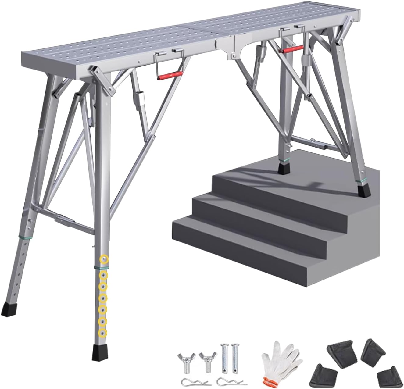 Leadallway Scaffolding Platform Adjustable Height, Folding Work Platform