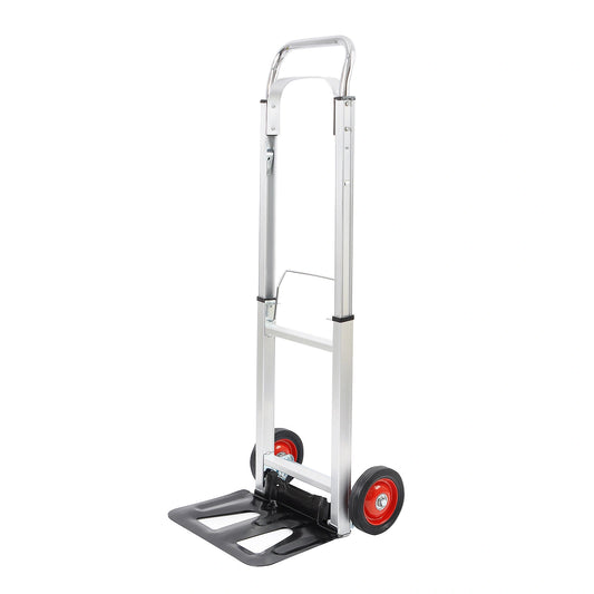 LEADALLWAY Hand Truck Aluminum Foldable Hand Cart with 6" Wheels 220 lb Capacity