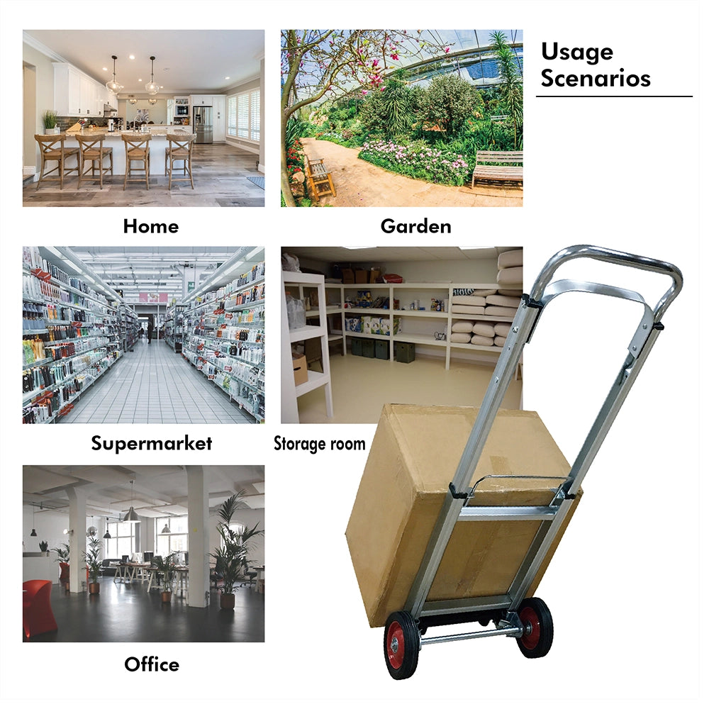 LEADALLWAY Hand Truck Aluminum Foldable Hand Cart with 6" Wheels 220 lb Capacity