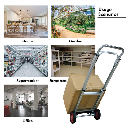 LEADALLWAY Hand Truck Aluminum Foldable Hand Cart with 6" Wheels 220 lb Capacity