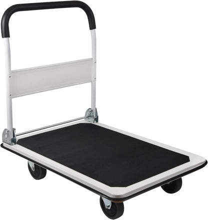 LEADALLWAY Platform Truck Large Size 880lbs Foldable Push Cart 35.8x24x34.3inches White
