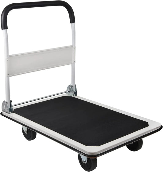 LEADALLWAY Platform Truck Large Size 880lbs Foldable Push Cart 35.8x24x34.3inches White