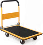 LEADALLWAY Platform Truck Large Size 880lbs Foldable Push Cart 35.8x24x34.3 inches Yellow