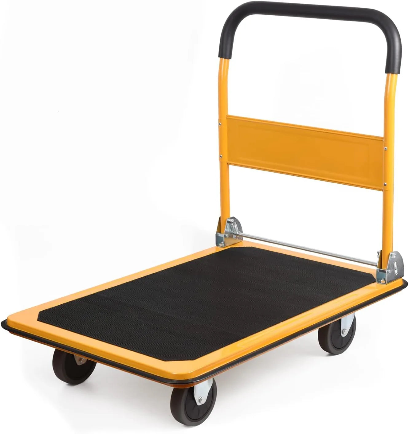 LEADALLWAY Platform Truck Large Size 880lbs Foldable Push Cart 35.8x24x34.3 inches Yellow